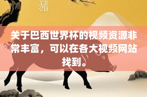 关于巴西世界杯的视频资源非常丰富,可以在各大视频网站找到。