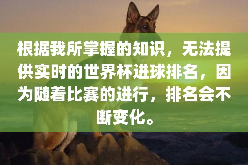 根据我所掌握的知识，无法提供实时的世界杯进球排名，因为随着比赛的进行，排名会不断变化。