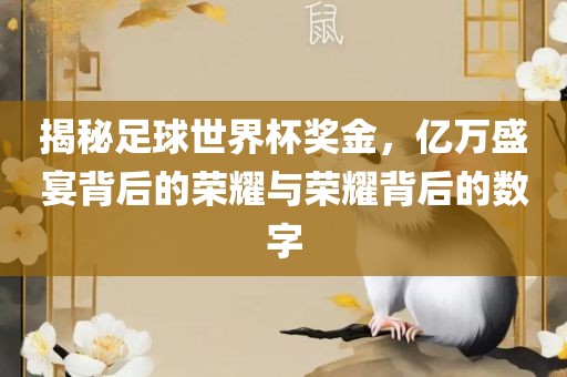 揭秘足球世界杯奖金,亿万盛宴背后的荣耀与荣耀背后的数字