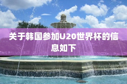 关于韩国参加U20世界杯的信息如下
