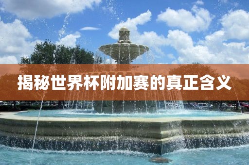 揭秘世界杯附加赛的真正含义